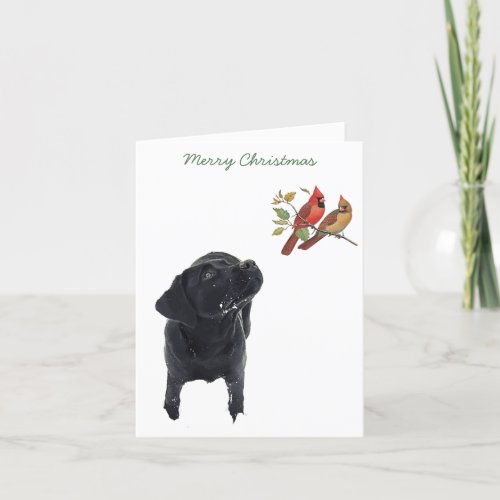 Black Lab Merry Christmas Cute Dog Puppy Labrador Holiday Card