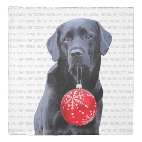 Black Lab Merry Christmas _ Cute Labrador Dog Duvet Cover