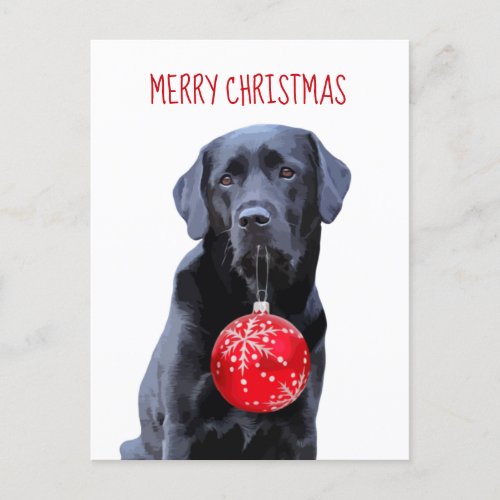 Black Lab Merry Christmas _ Cute Labrador Dog Holiday Postcard