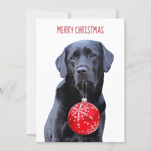Black Lab Merry Christmas  _ Cute Labrador Dog Invitation