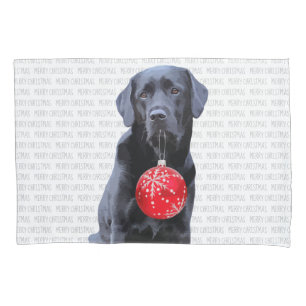 Black Lab Merry Christmas - Cute Labrador Dog Pillow Case