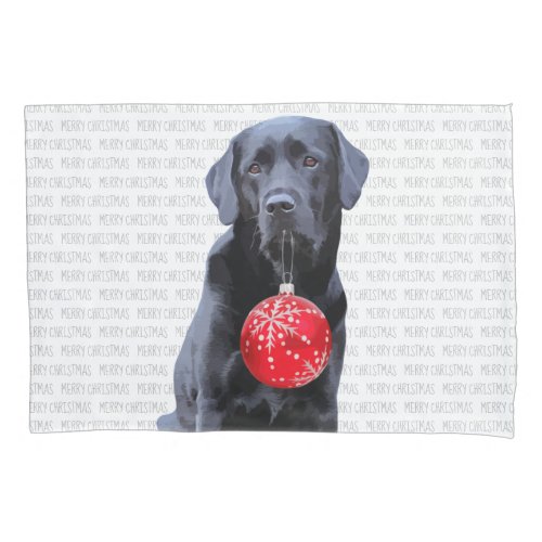 Black Lab Merry Christmas _ Cute Labrador Dog Pillow Case