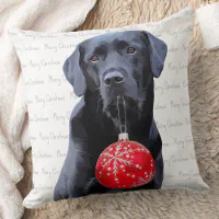 Black Lab Merry Christmas Cute Labrador Dog Throw Pillow Zazzle