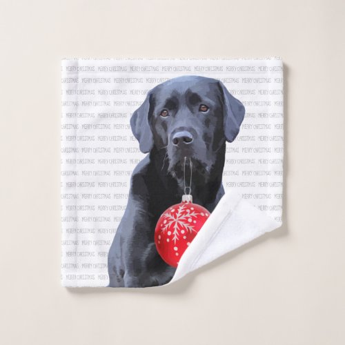 Black Lab Merry Christmas _ Cute Labrador Dog Wash Cloth