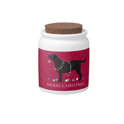 Black Lab Merry Christmas Design Candy Jar