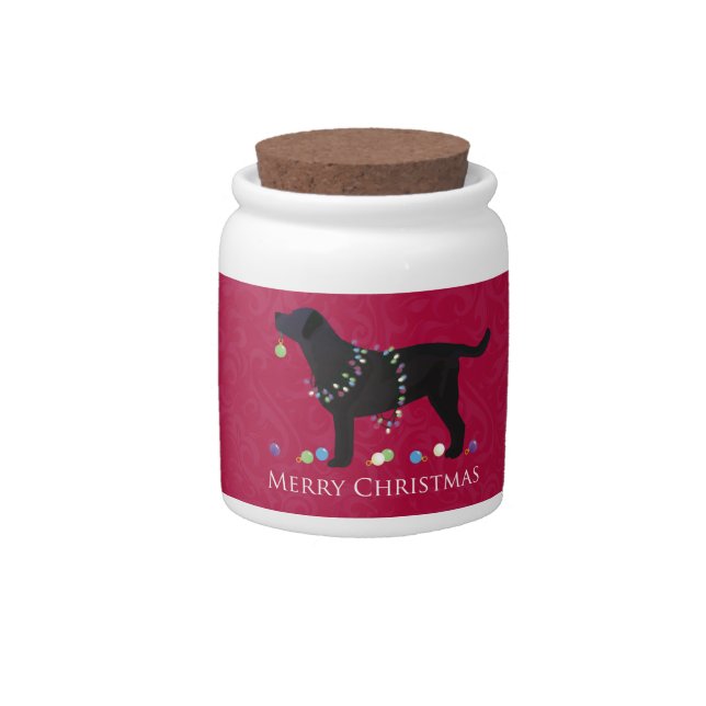 Black Lab Merry Christmas Design Candy Jar (Front)