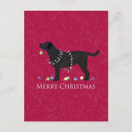 Black Lab Merry Christmas Design Holiday Postcard