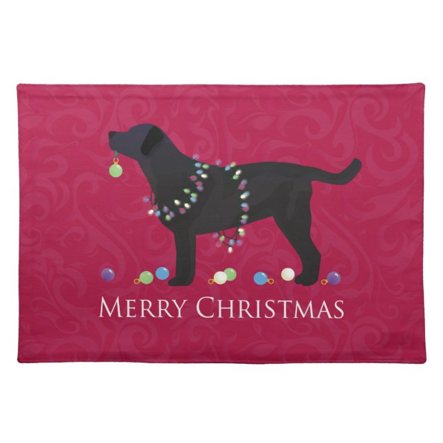 Black Lab Merry Christmas Design Placemat (Front)