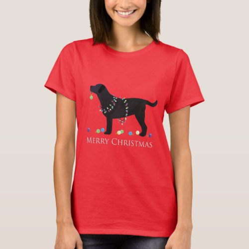 Black Lab Merry Christmas Design T_Shirt