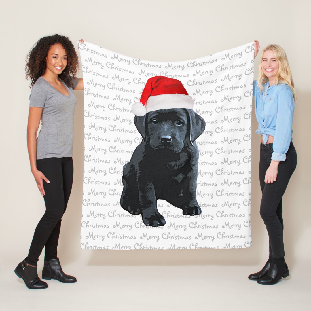 Black Lab Merry Christmas Dog Labrador Fleece Blanket | Zazzle