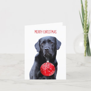 Black Lab Merry Christmas - Labrador Cute Dog Holiday Card