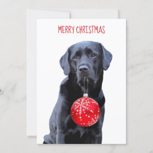 Black Lab Merry Christmas - Labrador Cute Dog Holiday Card