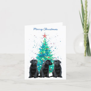 Black Lab Merry Christmas Labrador Cute Dog Puppy Holiday Card