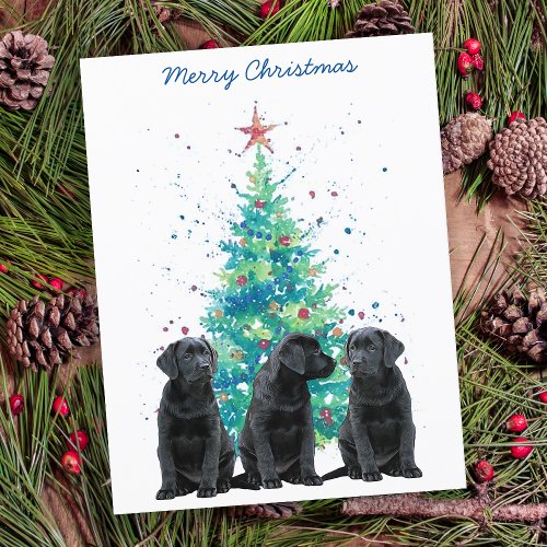 Black Lab Merry Christmas Labrador Cute Puppy Dog Holiday Card