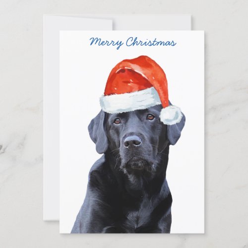 Black Lab Merry Christmas Labrador Cute Santa Dog Holiday Card