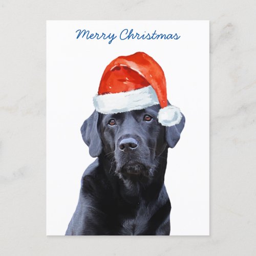 Black Lab Merry Christmas Labrador Cute Santa Dog Holiday Postcard