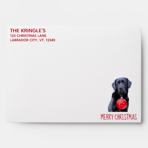 Black Lab Merry Christmas_ Labrador Puppy Cute Dog Envelope