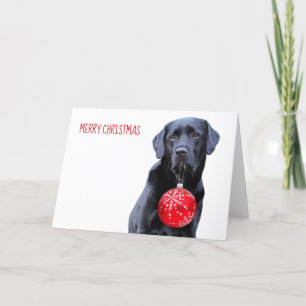 Black Lab Merry Christmas- Labrador Puppy Cute Dog Holiday Card