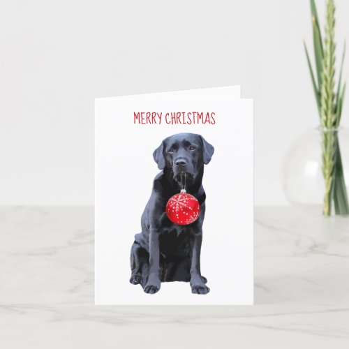 Black Lab Merry Christmas_ Labrador Puppy Cute Dog Holiday Card