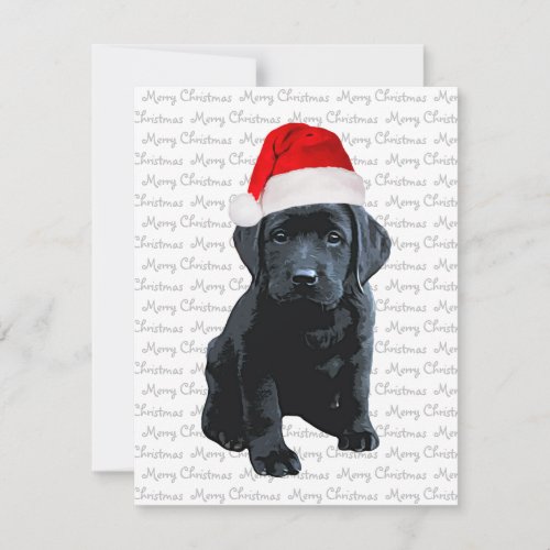 Black Lab Merry Christmas Labrador Santa Puppy Dog Holiday Card