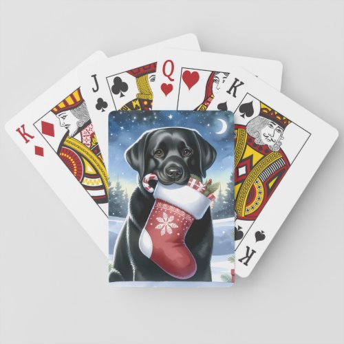 Black Lab Merry Christmas_ Puppy Cute Dog Labrador Poker Cards