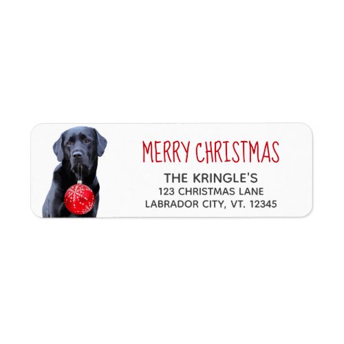 Black Lab Merry Christmas Red Labrador Cute Dog Label