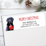 Black Lab Merry Christmas Red Labrador Cute Dog Label<br><div class="desc">Send Merry Christmas greetings with this adorable Black Labrador Merry Christmas address labels . Personalize with your family name, and address . This black labrador christmas labels…. will be a favorite among labrador lovers. Visit our collection for matching black lab christmas cards, home decor, and gifts. COPYRIGHT © 2020 Judy...</div>