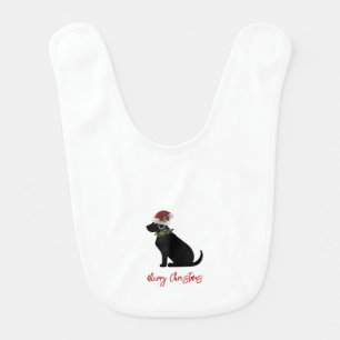 Black Lab Merry Christmas Silhouette Fun Modern Baby Bib