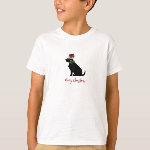 Black Lab Merry Christmas Silhouette Fun Modern T_Shirt