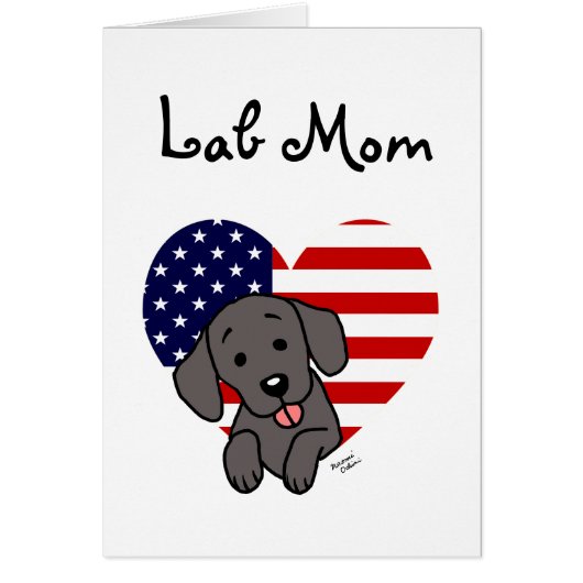 Black Lab Mom & American Flag Cards (Front)