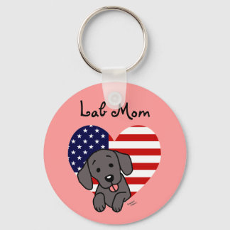 Black Lab Mom & American Flag Keychain