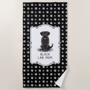 Black Lab Mom (Labrador Retriever Mom) Cute Dog Beach Towel