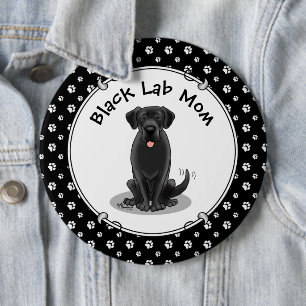 Black Lab Mom (Labrador Retriever Mom) Cute Dog Button