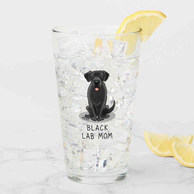Black Lab Mom (Labrador Retriever Mom) Cute Dog Glass (Back Ice)
