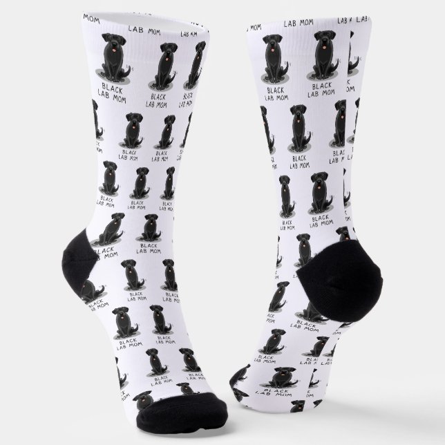 Black Lab Mom (Labrador Retriever Mom) Cute Dog Socks (Angled)