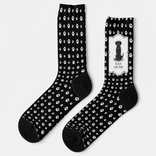Black Lab Mom (Labrador Retriever Mom) Cute Dog Socks (Left)