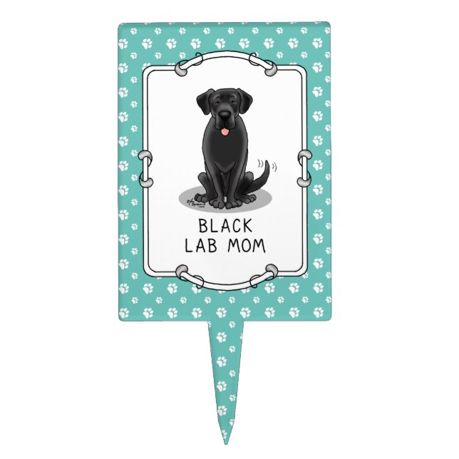 Black Lab Mom (Labrador Retriever Mom) Dog Mom Cake Topper (Front)