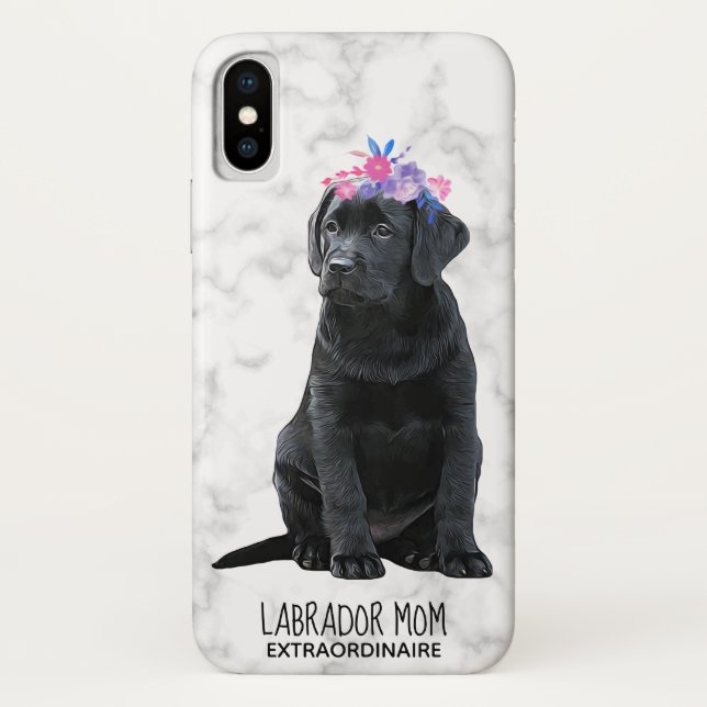 Black Lab Mom Puppy Labrador Case-Mate iPhone Case (Back)