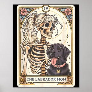 Black Lab Mom Tarot Card Black Labrador Skeleton Poster