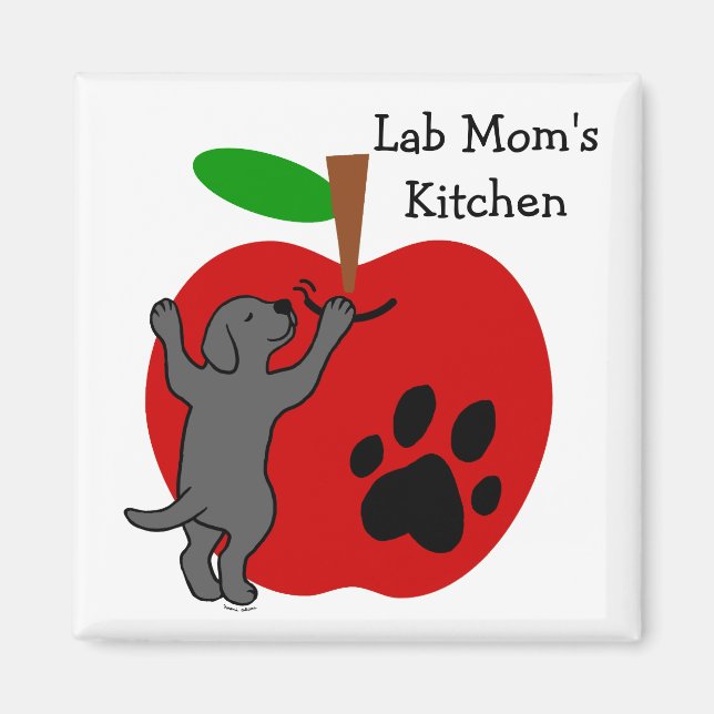 Black Lab Mom's Apple Fridge Magnet (Front)