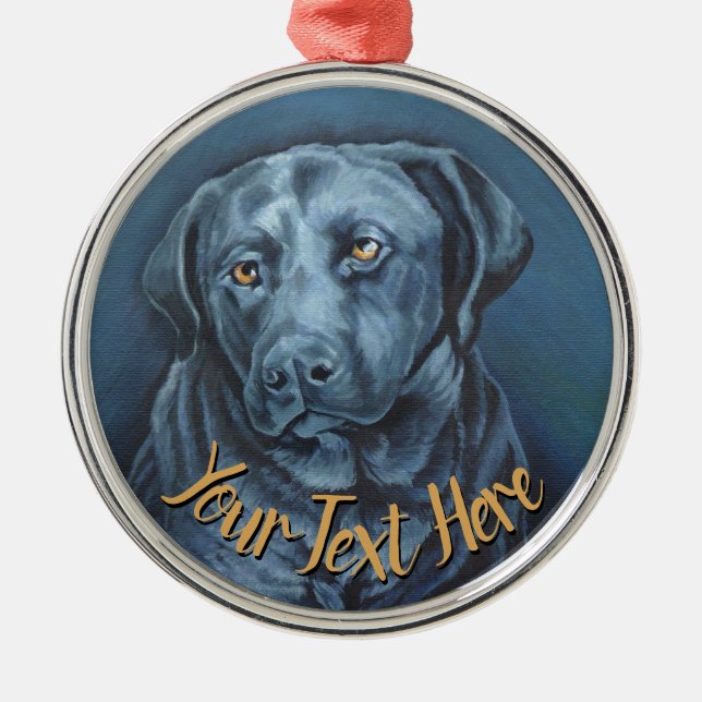 Black Lab Ornament Personalized Dog Art Decoration (Front)