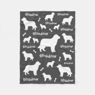 Black Lab Personalized Grey Dog  Fleece Blanket