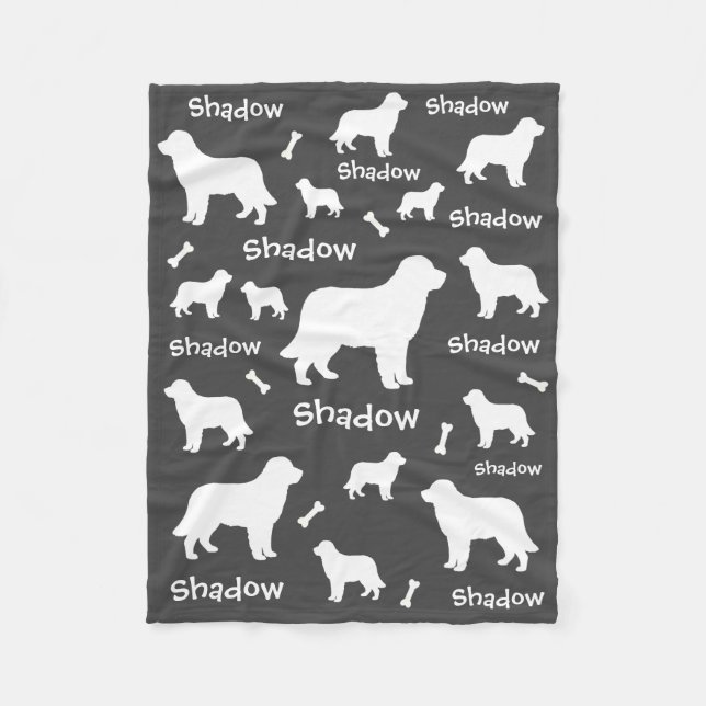 Black Lab Personalized Grey Dog  Fleece Blanket (Front)