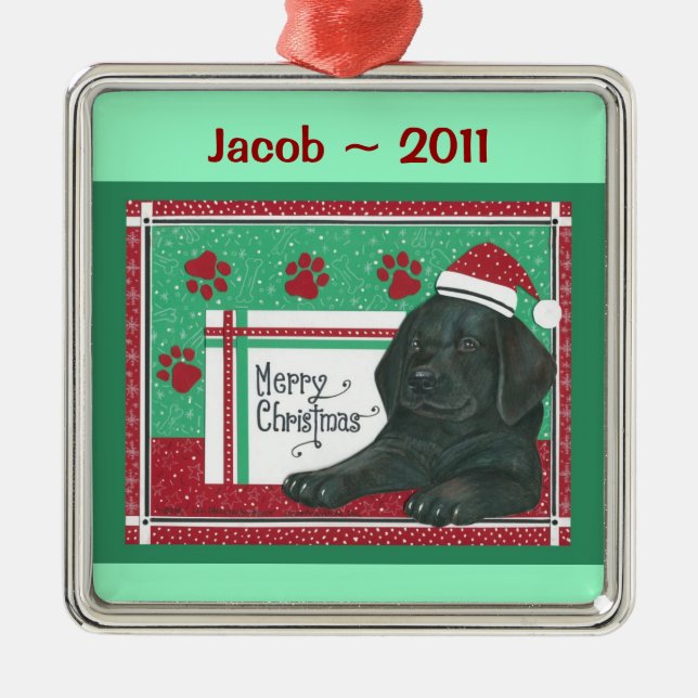 Black Lab Personalized Ornament (Front)