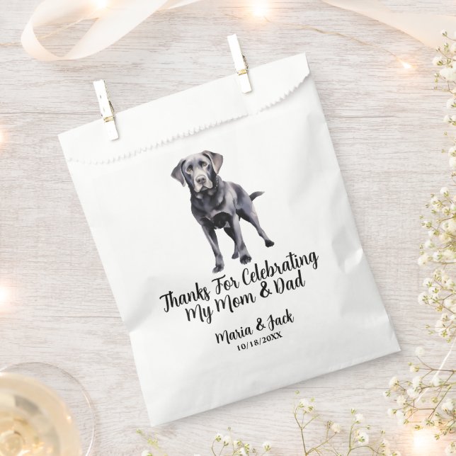 Black Lab Personalized Pet Wedding  Favor Bag (Clipped)