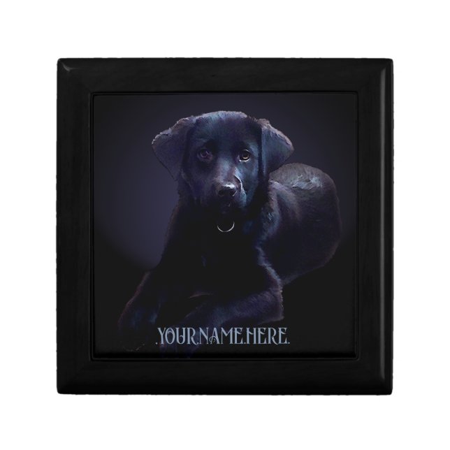 Black Lab Personalized Wooden Gift / Jewelry Box (Front)
