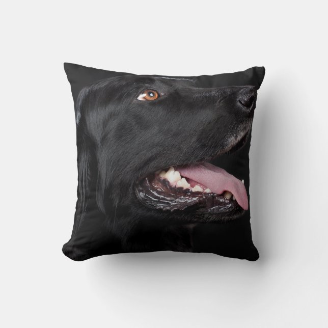 Black Lab Pet Dog Throw Pillow Home Decor (Front)