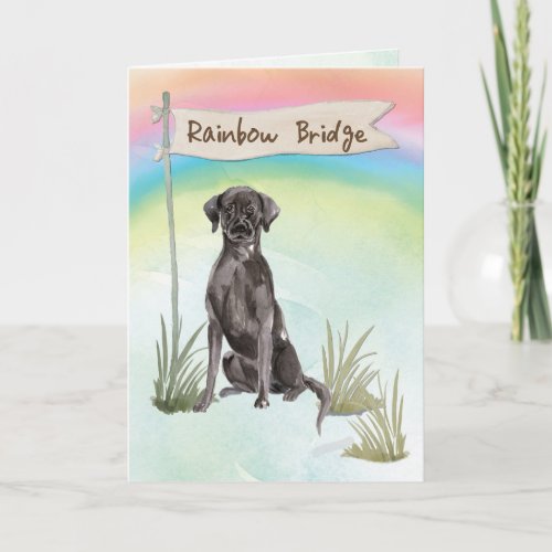 Black Lab Pet Sympathy Over Rainbow Bridge Card