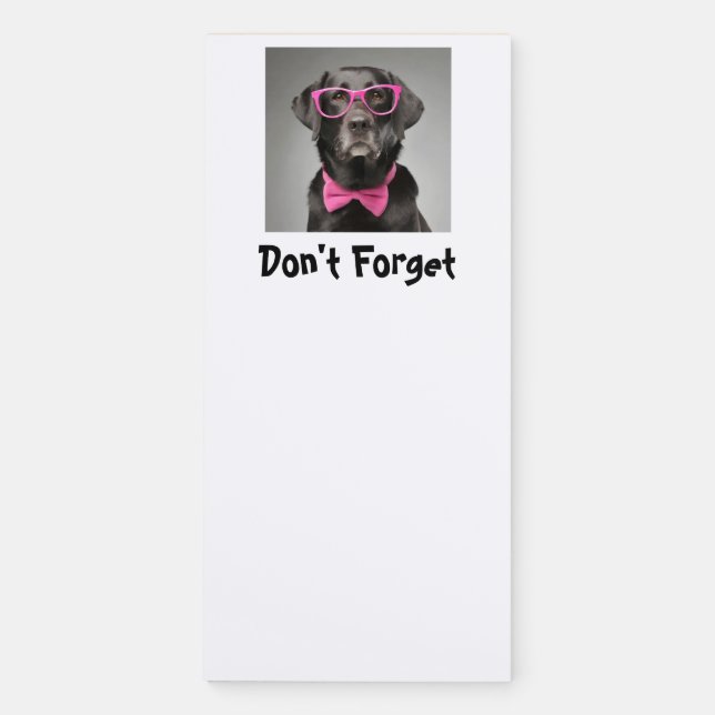 Black Lab Pink Glasses & Bowtie Magnetic Notepad (Front)