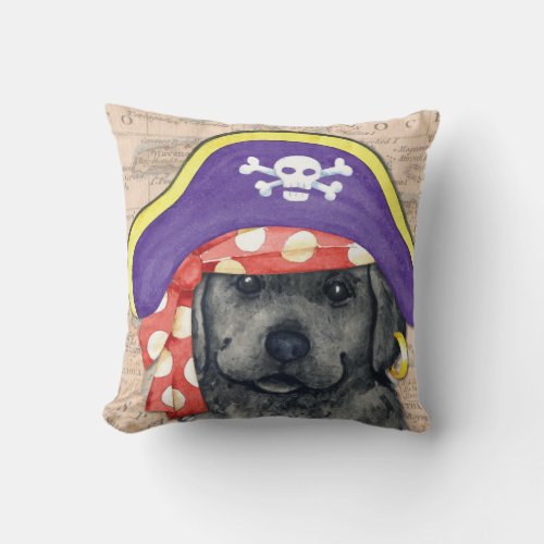 Black Lab Pirate Throw Pillow